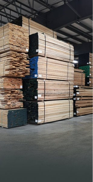 A stack of Hardwood lumber